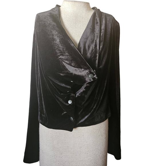 BCBG Black Velvet Cowl Neck Blouse Size 6 - Picture 1 of 5